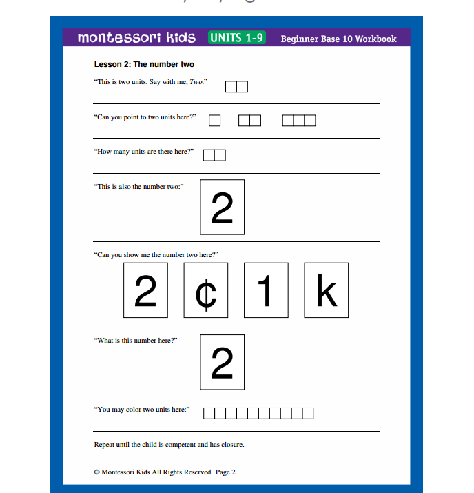 Beginner Base 10 Workbook: Units 1-9