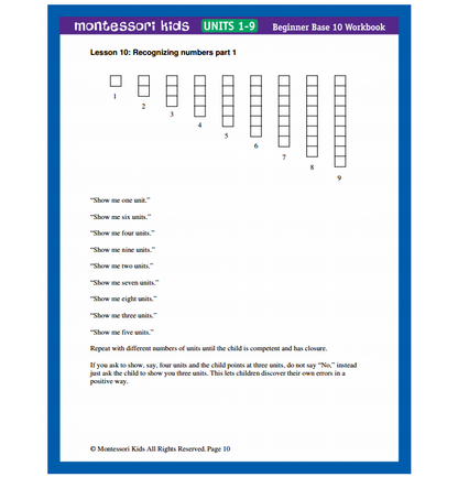 Beginner Base 10 Workbook: Units 1-9