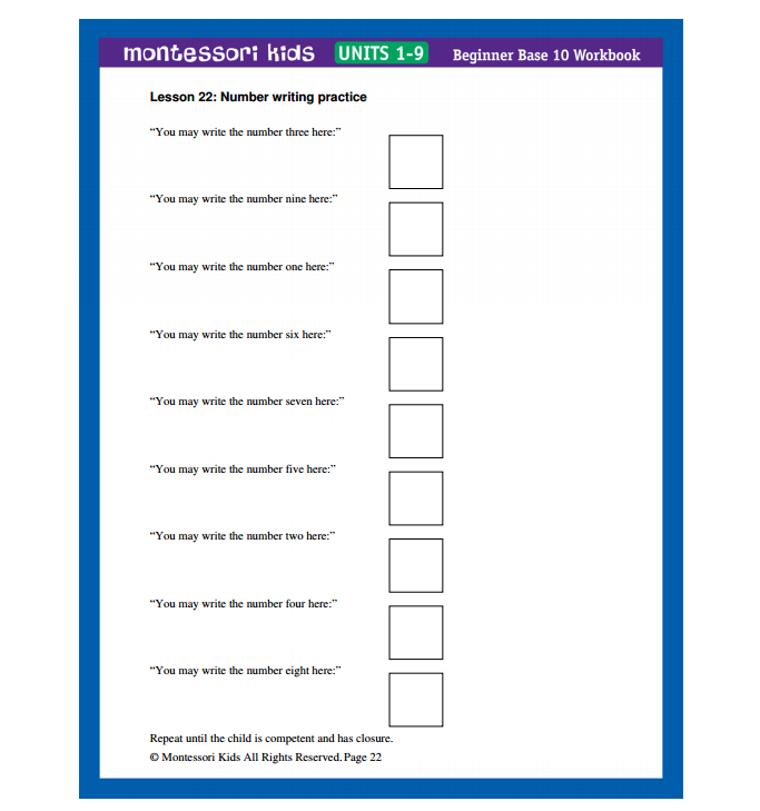 Beginner Base 10 Workbook: Units 1-9